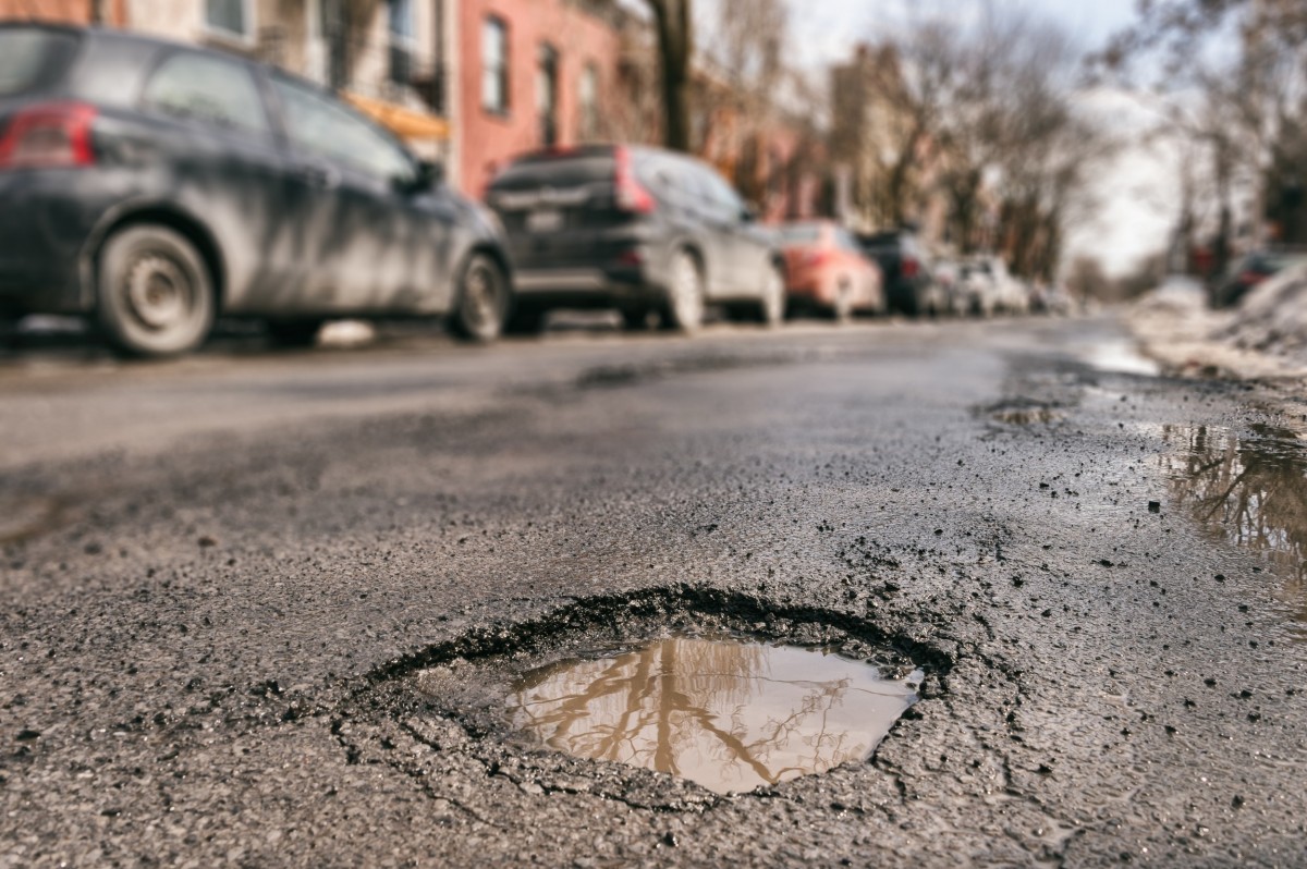 photo of a pothole in the road